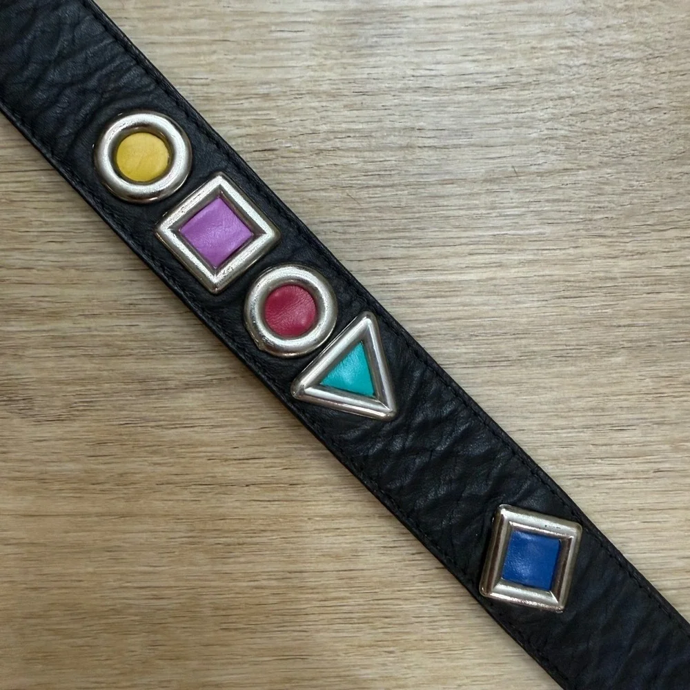 Leatherock San Diego Vintage 90s Black Leather Hipster Grunge Stud Belt